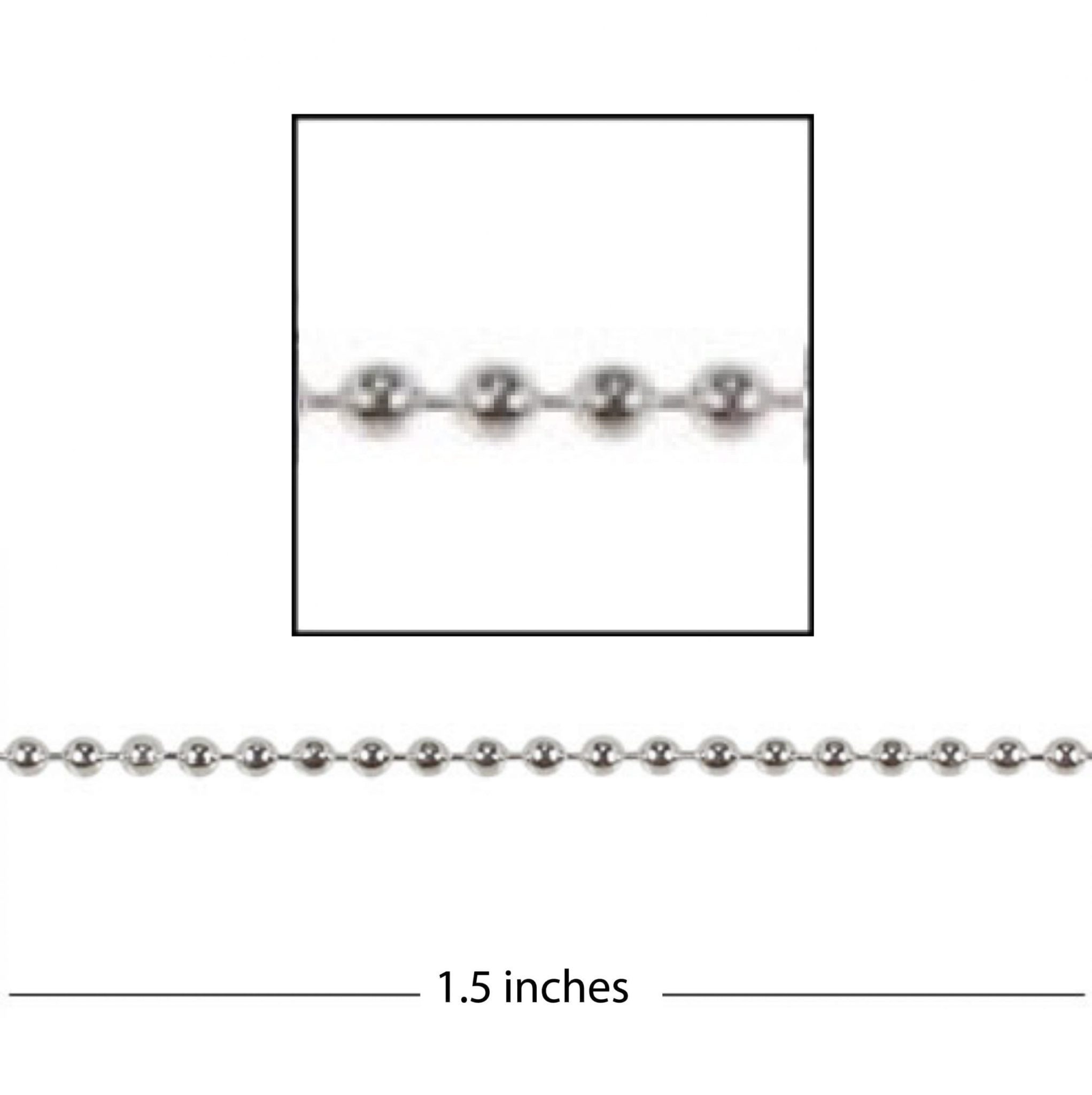 Ball Chain 1.5mm – Silver – Kumihimo Resource – By Adrienne Gaskell